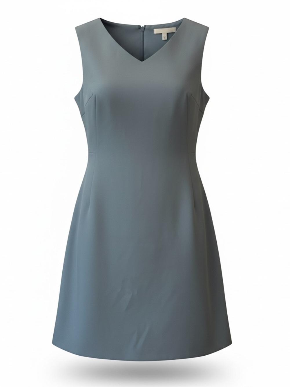 Tailored V-Neck Sleeveless Dress in Slate Blue